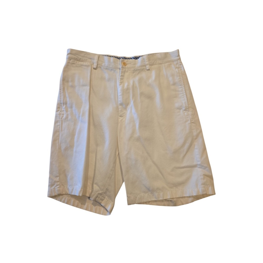 Nautica Clipper Shorts Mens 32 Off White Relaxed Fit Cotton Flat Front